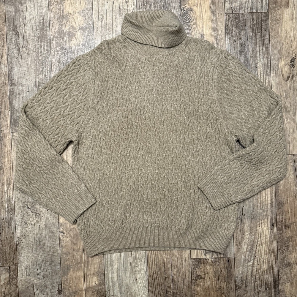NWT Magaschoni Men's Wool Blend Sweater Pullover  Heather/Tan XL